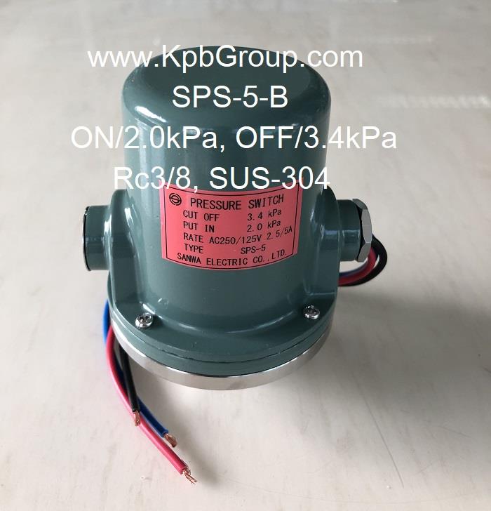 SANWA DENKI Pressure Switch SPS-5-B, ON/2.0kPa, OFF/3.4kPa, Rc3/8, SUS-304,SPS-5-B, SANWA DENKI, Pressure Switch,SANWA DENKI,Instruments and Controls/Switches