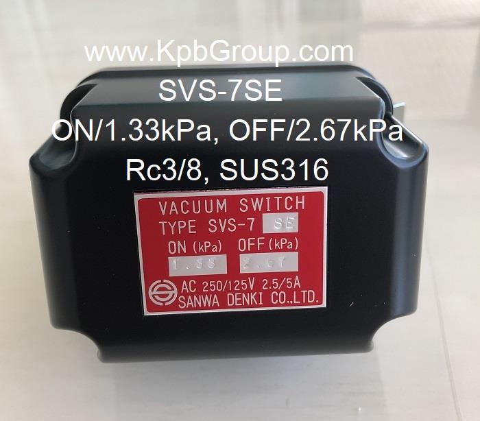 SANWA DENKI Vacuum Switch SVS-7SE, ON/1.33kPa, OFF/2.67kPa, Rc3/8, SUS316