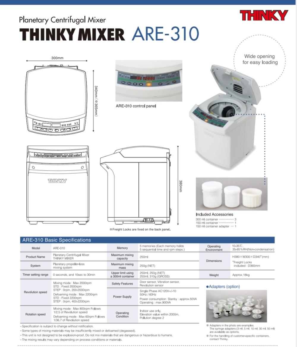 Planetary Centrifugal Thinky Mixer ARE-310 