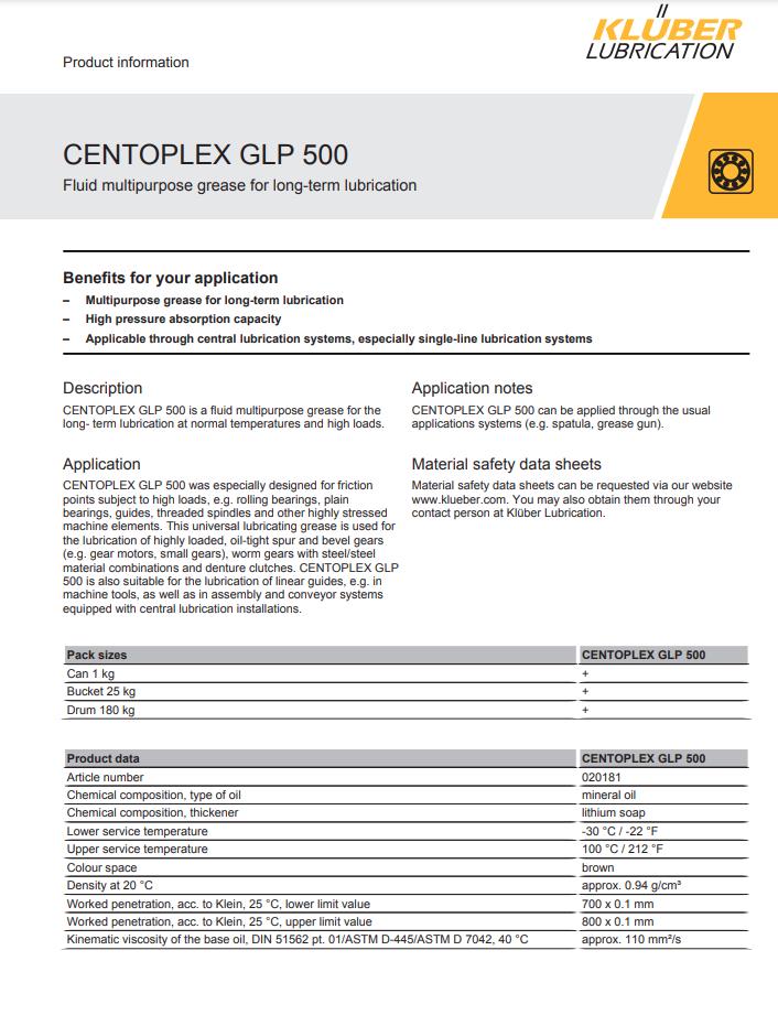 CENTOPLEX GLP 500 Fluid multipurpose grease for long-term lubrication