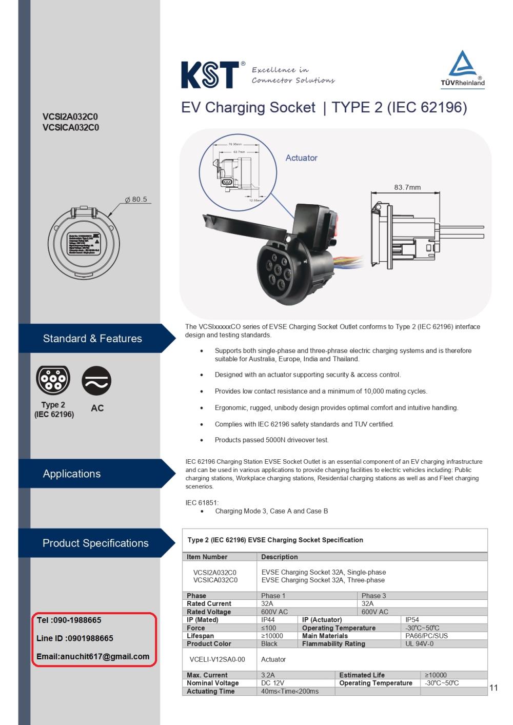 EV Charging Socket | TYPE 2 (IEC 62196)