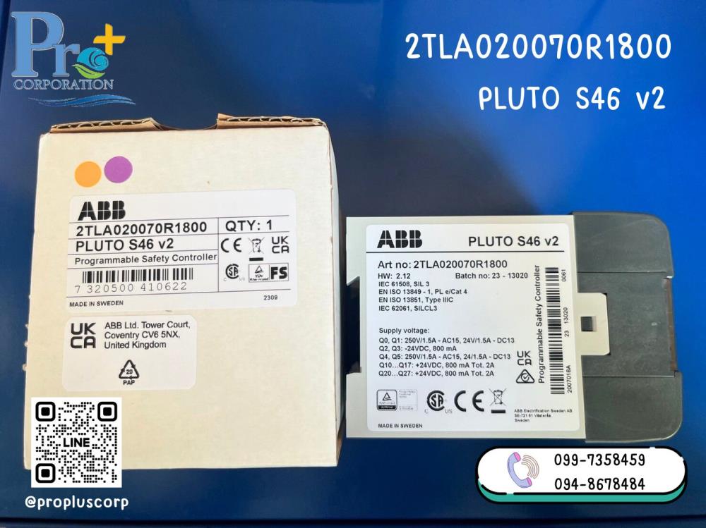 Programmable safety controller 2TLA020070R1800 Pluto S46 v2,2TLA020070R1800,ABB,Electrical and Power Generation/Safety Equipment