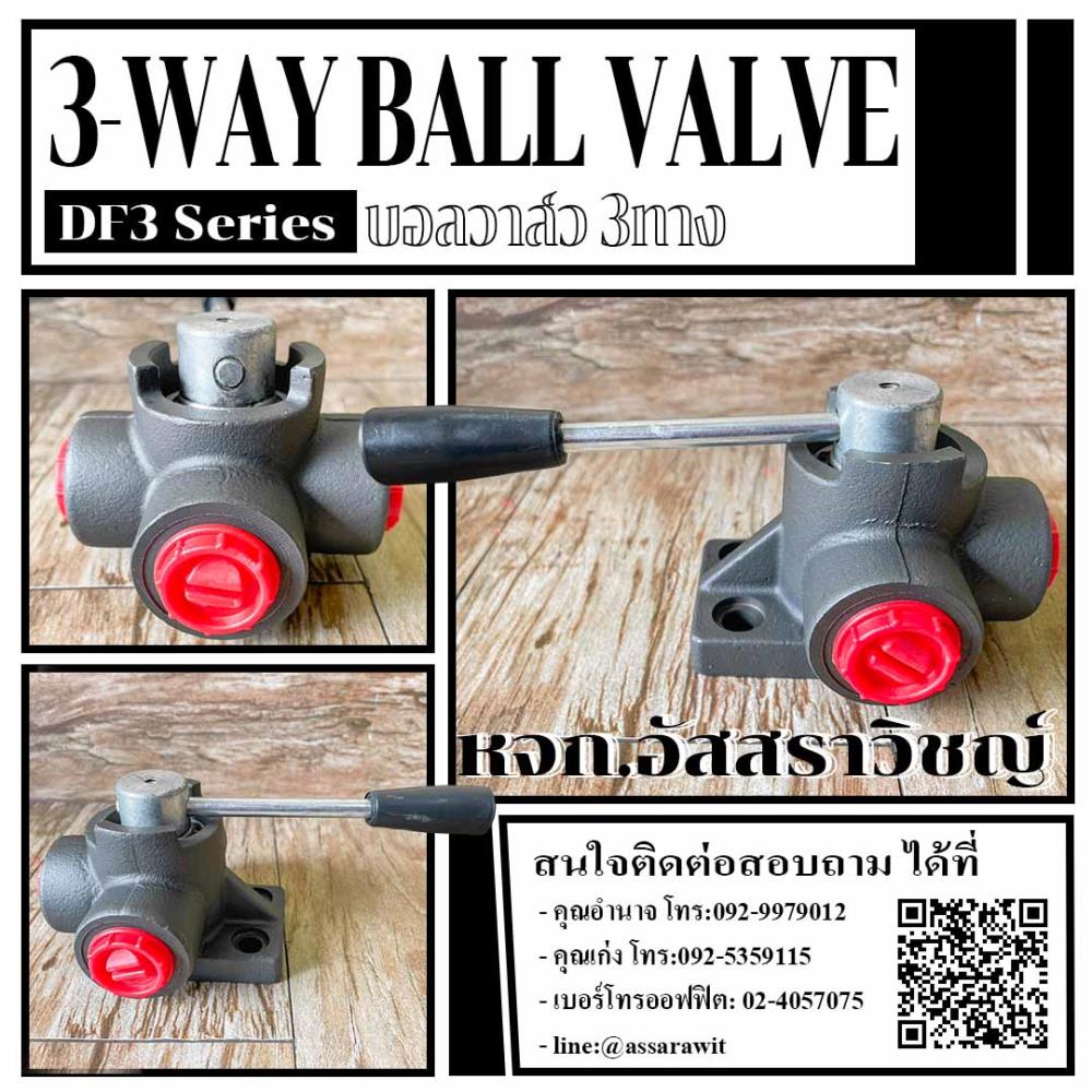 บอลวาล์ว3ทาง (3-Way Ball valve) DF3 Series,บอลวาล์ว,วาล์ว3ทาง,Ball valve,Diverter valve,ไฮดรอลิค,วาล์วควบคุมทิศทางน้ำมัน,DF3 Series,,Pumps, Valves and Accessories/Valves/Ball Valves