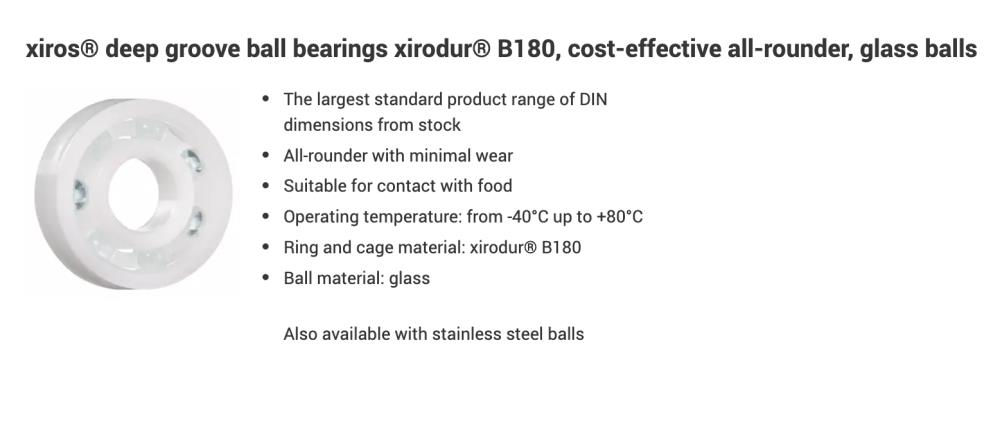 BB-626-ฺB180-10-GL  ( 6 x 19 x 6 mm.) Polymer ball bearings ลูกปืนพลาสติก เม็ดแก้ว,BB626,xiros,Machinery and Process Equipment/Bearings/Bearing Ball