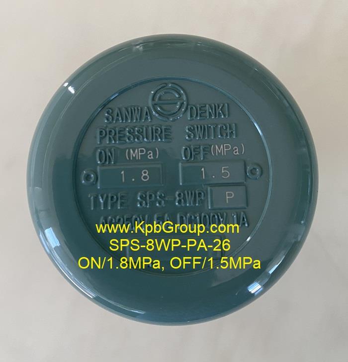SANWA DENKI Pressure Switch SPS-8WP-PA-26, ON/1.8MPa, OFF/1.5MPa, Brass, R3/8