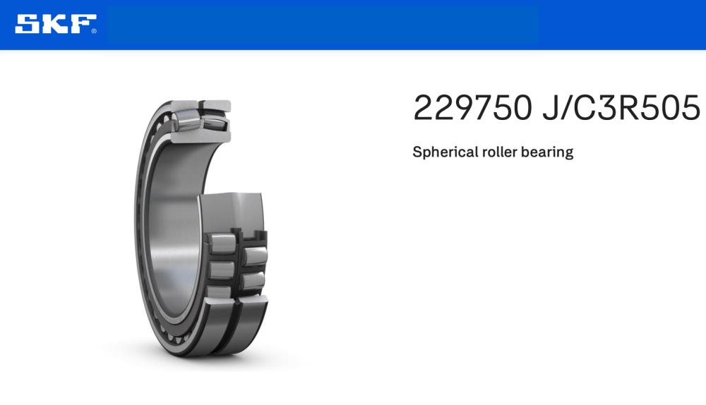 229750 J/C3R505 Spherical roller bearing แบริ่งลูกกลิ้งทรงกลม 130 x 220 x 73 มิลลิเมตร,229750 J/C3R505,SKF,Machinery and Process Equipment/Bearings/Roller