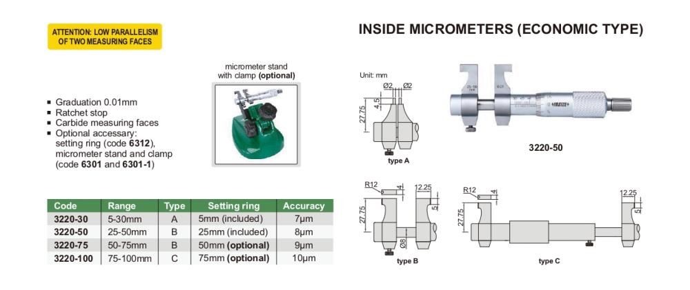 INSIZE MICROMETERS CODE : 3220