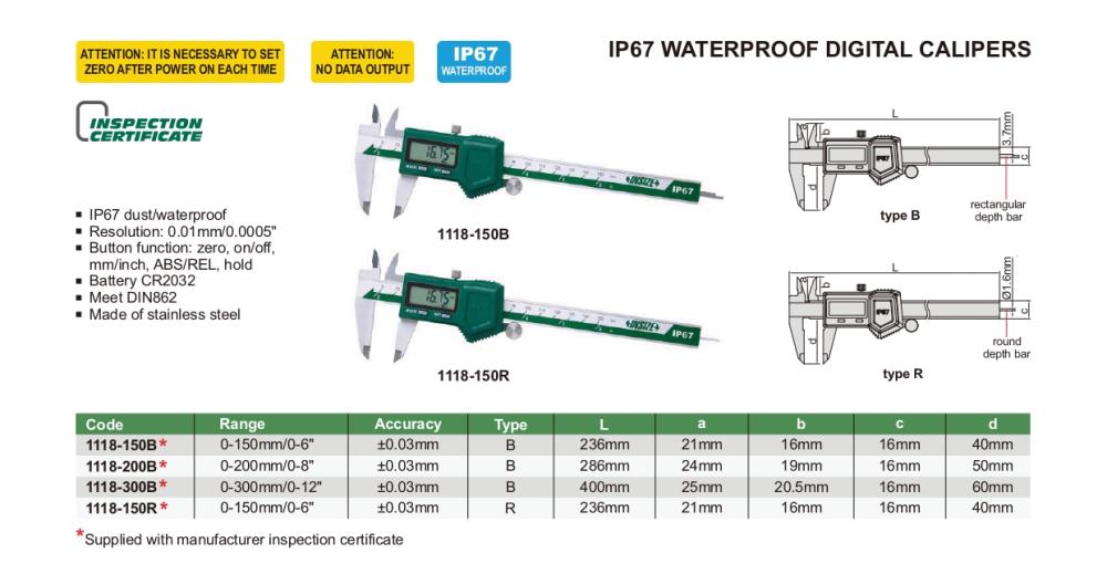 IP67 WATERPROOF DIGITAL CALIPERS  CODE : 1118